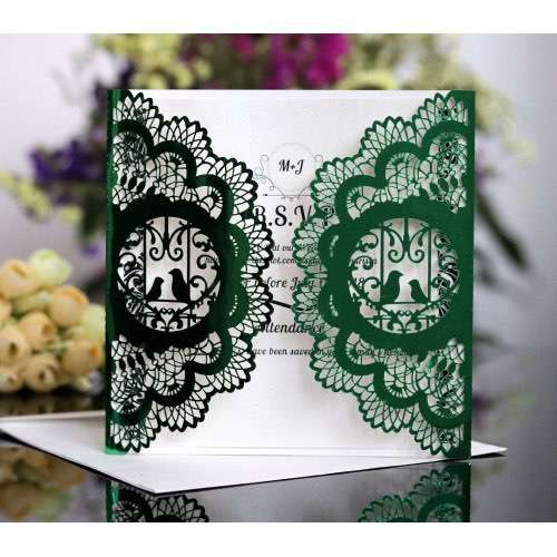 Laser Invitation Card  Wedding Invitations Lovebirds Pattern